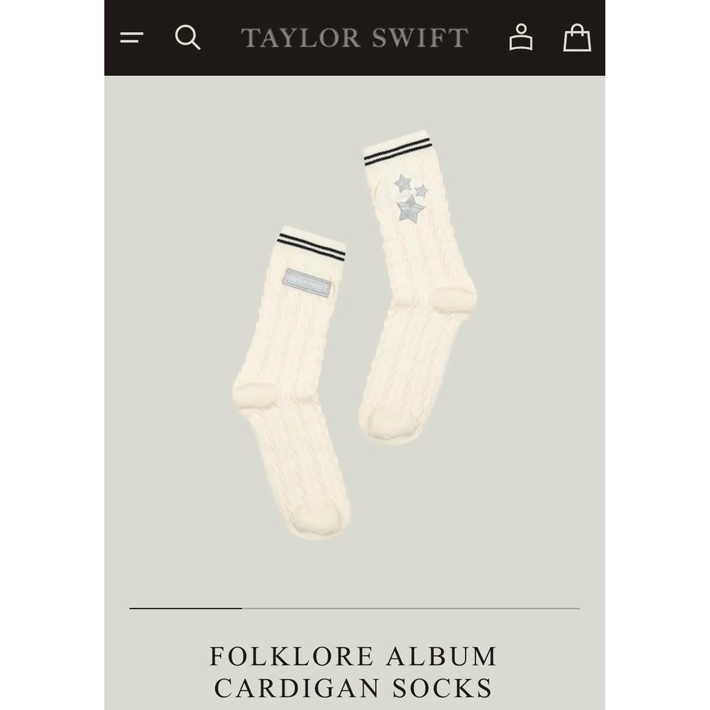 NEW Rare Taylor Swift Folklore Cardigan Cable Knit Socks Unopened Authentic - Picture 3 of 3